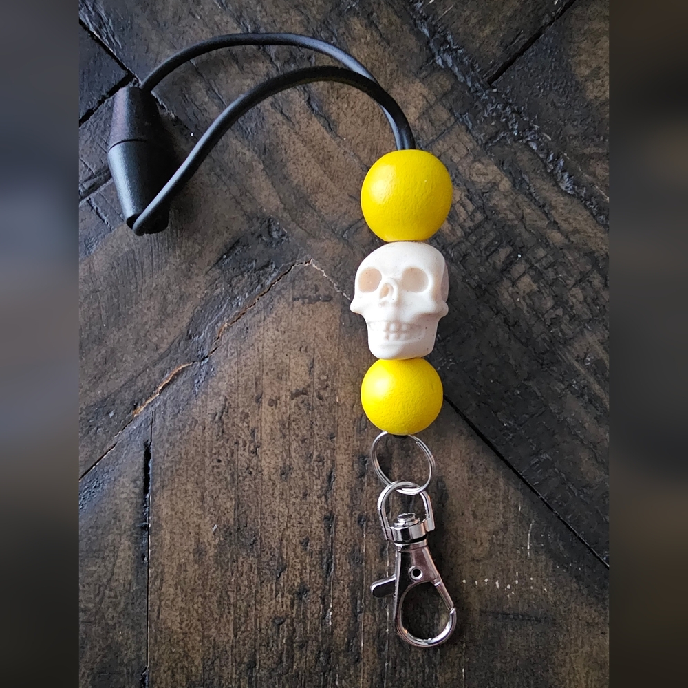 Yellow and White Skull ✨ Handmade Freshie Hanger